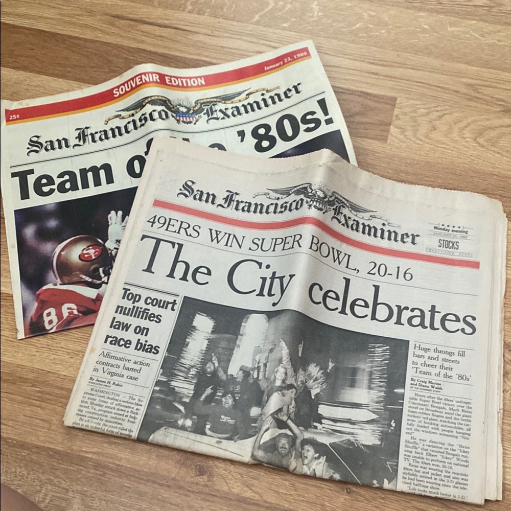 San Francisco 1989 Examiner Souvenir Newspapers Superbowl Win